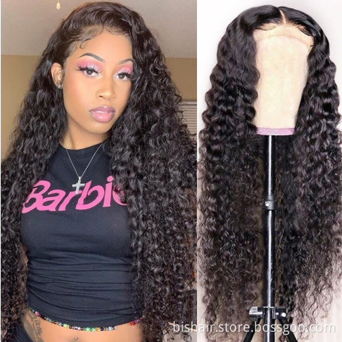 26 inch Brazilian water wave lace front human hair closed pre-pulled wig 13x4 Brazilian curly human hair wig wave wig wholesaler